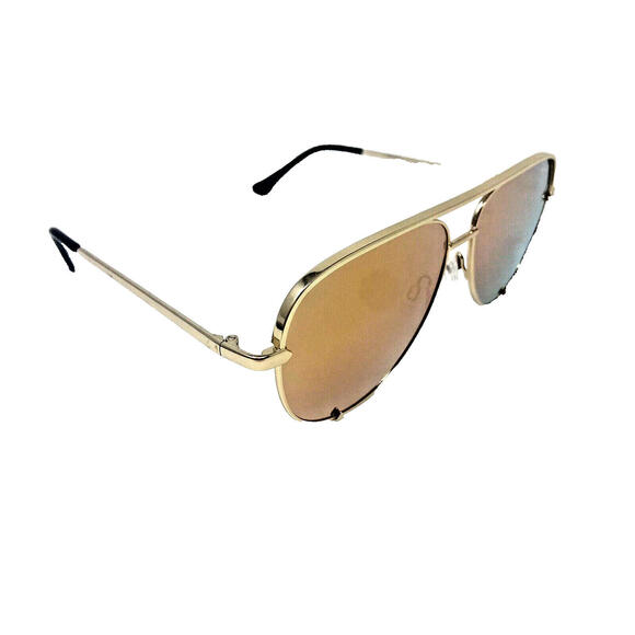 Quay High Key Mini Polarized Classic Aviator Sunglasses Gold Wire Frame main image 7